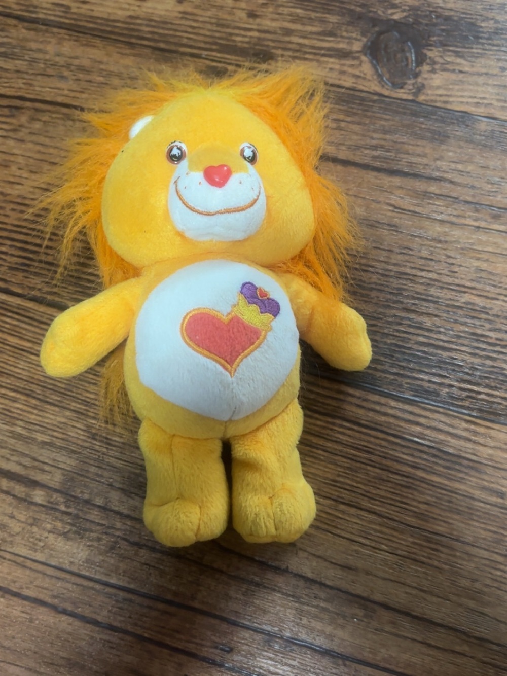 Care Bears Yellow Plush Lion with Orange Mane and White Belly - Heart Emblem